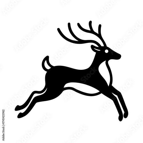 Running Deer Silhouette - Forest Wildlife Icon