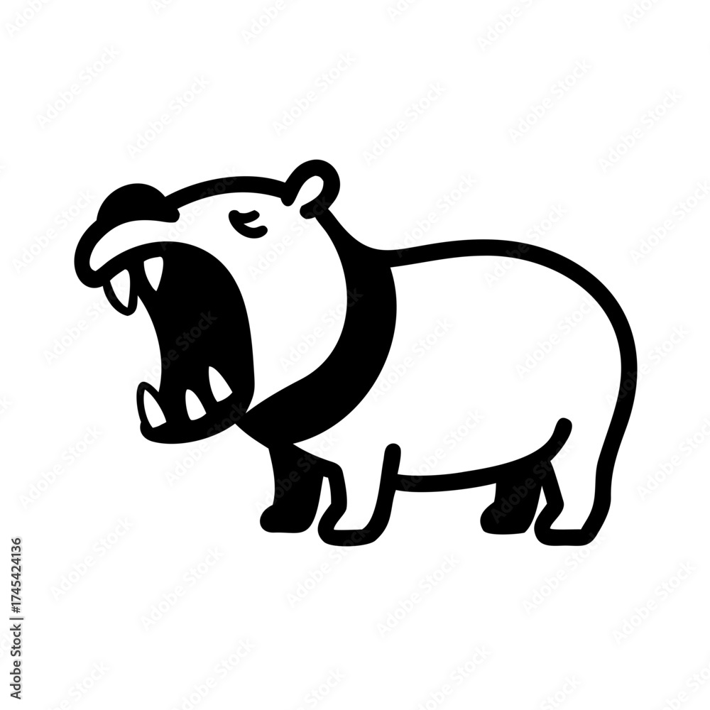 Obraz premium Cute Baby Hippo Icon - Adorable Animal Character