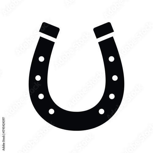 Black horseshoe with white dots luck symbol