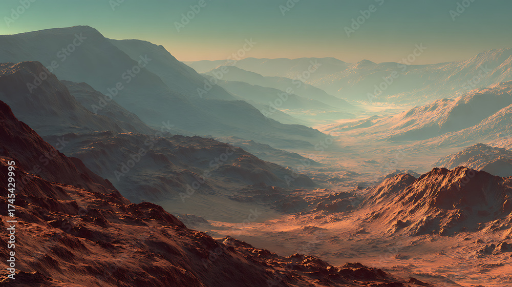 Naklejka premium the vast expanse of Mars' outer landscape