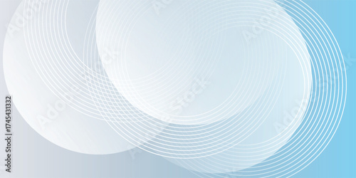 Abstract minimalist banner background, pastel colorful, blue and white gradations. Circle effect style geometric simple art eps10