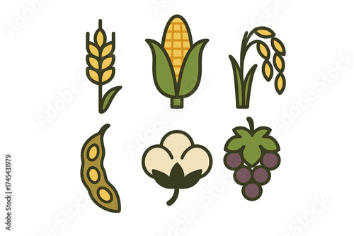 Essential agricultural products and food staples for farming and harvest concepts