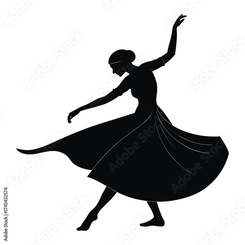Elegant Dance Silhouette of a Woman in Motion and Grace on White Background