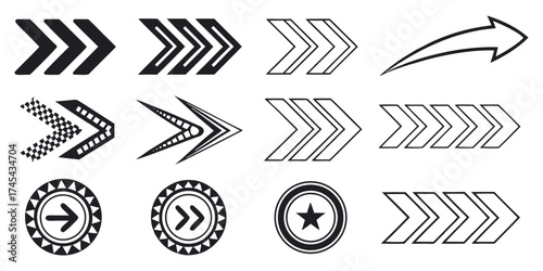 Diverse arrow collection for graphic design projects, perfect for presentations and websites, offering unique direction and navigation elements in vector format