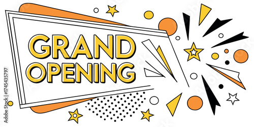 Celebrate your grand opening with this vibrant and eye-catching promotional graphic, perfect for advertising events and creating buzz around your new business venture
