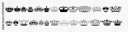 intelligence crown icon set
