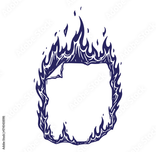 A burning document symbolized by flames representing loss destruction and concept of erasure