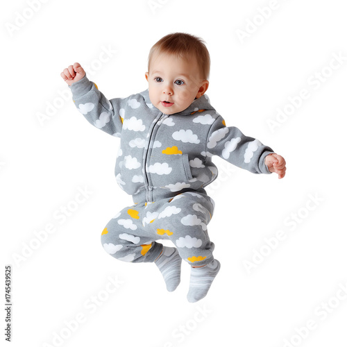 Baby jump to sky,clipart,PNG,transparent background,commercial use,copy space,web banner,poster