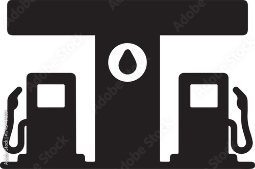 Minimalist Gas Station Silhouette Vector Illustration