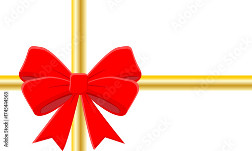 Cartoon Red Bow and Gold ribbon graphic overlay with a transparent background