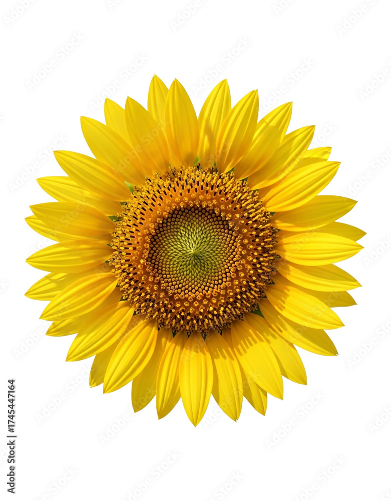 Naklejka premium Close up of a bright yellow sunflower isolated on transparent background beautiful and vibrant flower