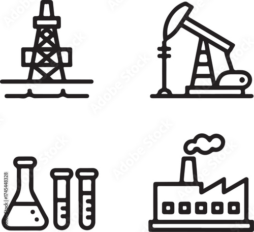 Industry and Science Icons Collection Vector Illustration in Black and White