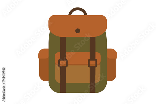 Classic vintage style hiking backpack in earthy colors for travel and adventure