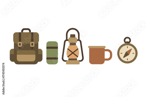 Essential outdoor adventure and wilderness exploration gear collection