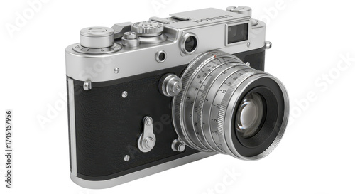 Old rangefinder camera for vintage photography isolated PNG with Transparent Background