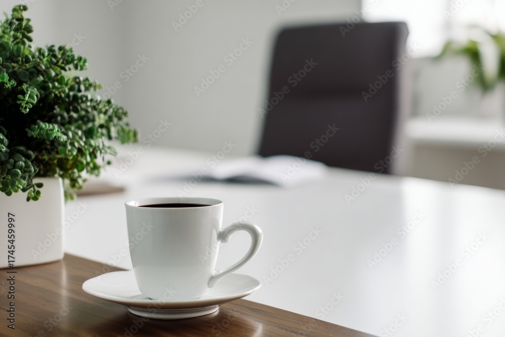 Obraz premium ergonomic. Minimalist modern desk with clean lines and soft natural lighting, showcasing a contemporary workspace. real-estate listings.