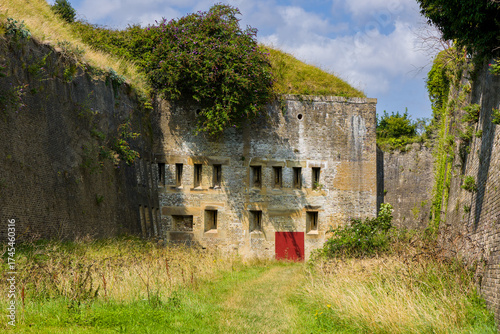 Quadro su tela Overgrown brick walls and gun embrasures of the Drop Redoubt fort in Dover, Kent