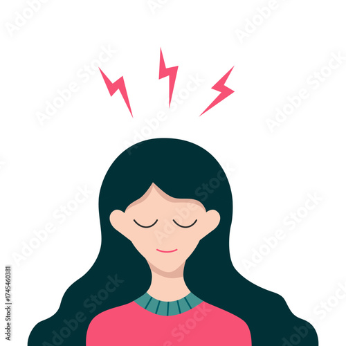 Exhausted woman with pain in the head, depression and stress.