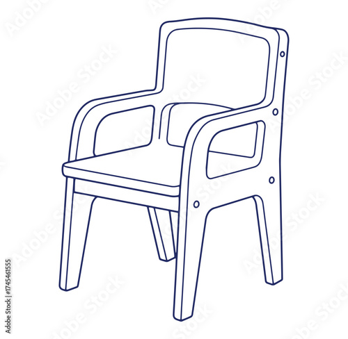 Simple outline illustration of a contemporary armchair in a minimalistic design