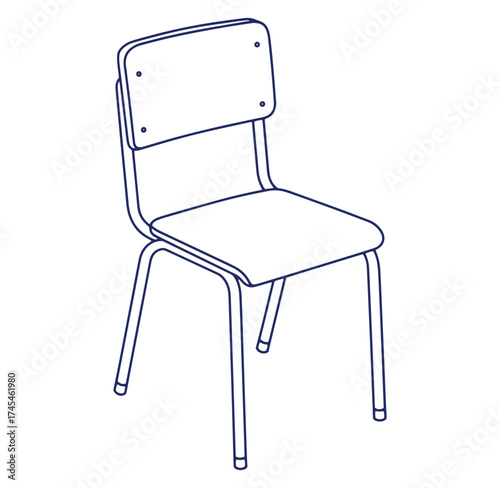 Simple outline illustration of a school chair isolated on a white background