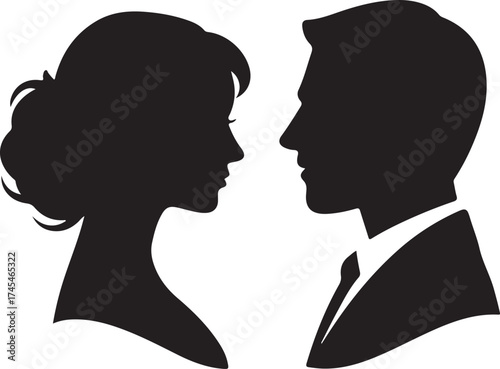 Couple Silhouette Man and Woman Facing Each Other for Love and Relationship