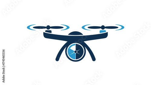 Modern quadcopter drone with camera lens symbol icon graphic design