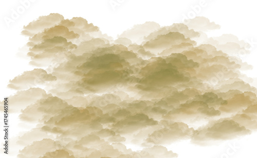 Abstract yellow and brown cloud formation against a dark background