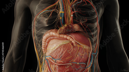Human Circulatory and Muscular System Anatomy Illustration