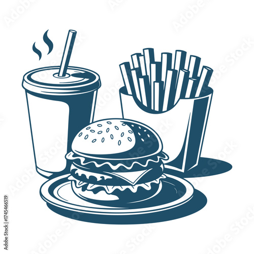 Classic burger fries and drink meal deal a delicious fast food combination for everyone
