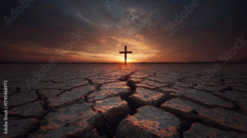 silhouette of cross in sunset