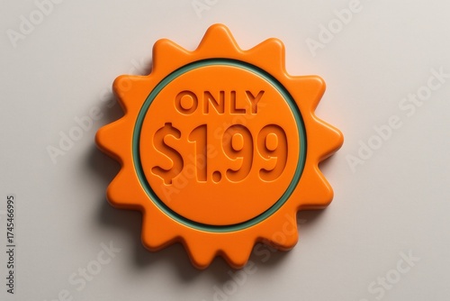 Price tag with ONLY $1.99 discount offer, bright and bold style, attractive retail sale promotion.