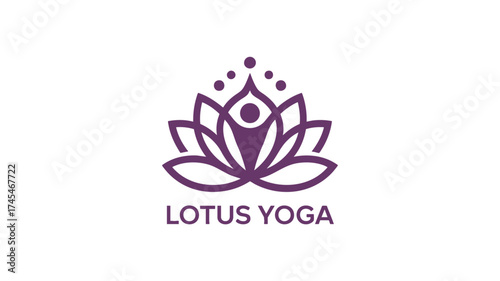 Elegant lotus yoga logo featuring a meditating figure and blooming flower symbol
