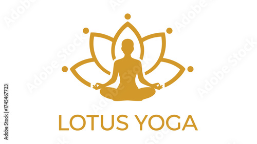 Golden lotus yoga logo symbolizing peace meditation and inner harmony