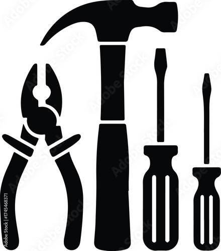 Mechanic Hand Tools Black Icon