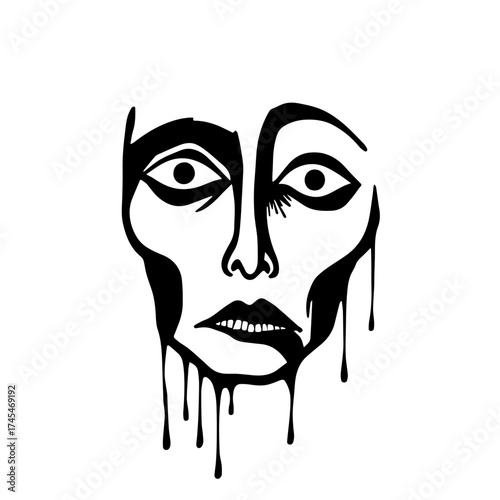Wallpaper Mural abstract face in horror with dripping effect Torontodigital.ca