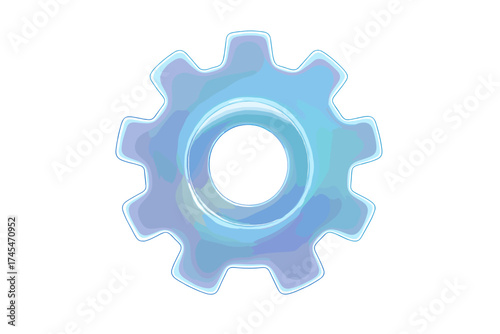Futuristic glowing cogwheel representing settings configuration and mechanical process