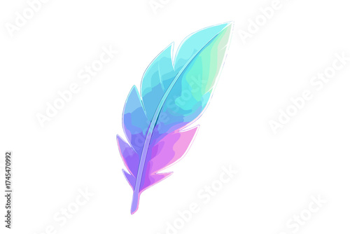 Colorful stylized feather icon with vibrant iridescent gradient colors