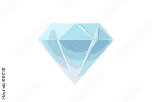 Faceted light blue diamond or gemstone isolated on a clean white background