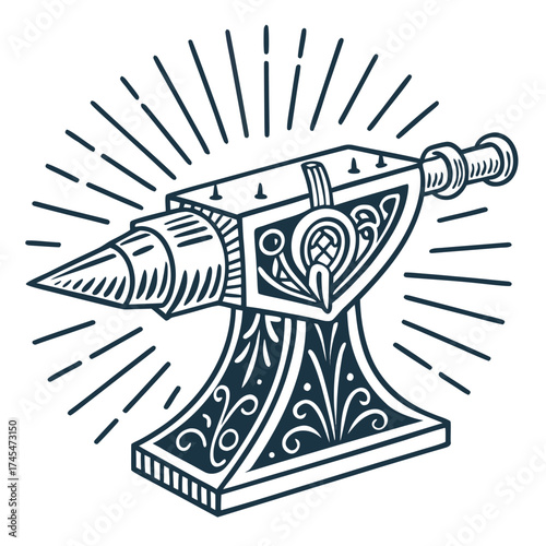 An anvil with decorative design
