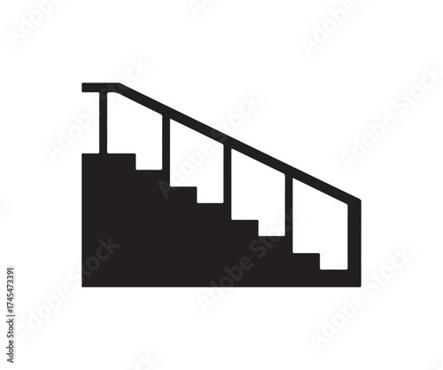 Vector staircase with handrail design