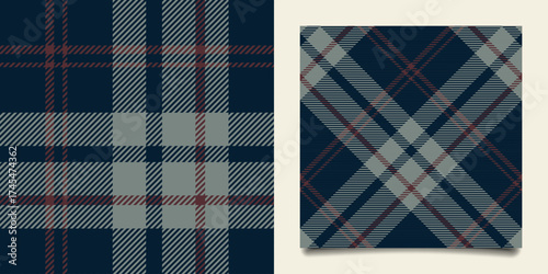 Navy blue pattern seamless tartan check plaid, fabric swatch for skirt, tablecloth, blanket, duvet cover