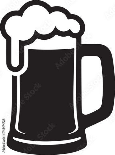 Frothy beer mug silhouette drink beverage