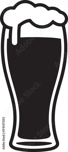 Dark beer in glass with foam drink beverage