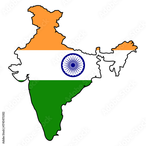 map of India flag