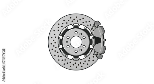 Perforated Disc Brake System with Caliper.