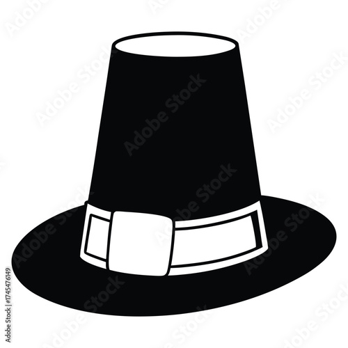 A black silhouette of a pilgrim hat