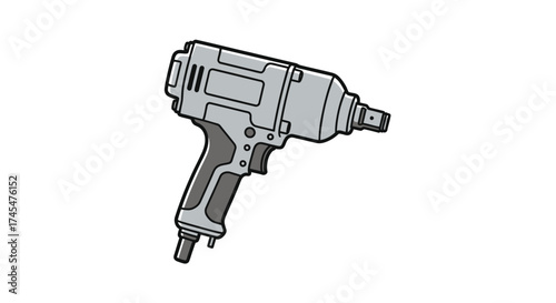 Detailed Illustration of a Cordless Electric Impact Wrench Tool.