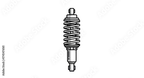 Detailed Black and White Illustration of a Shock Absorber.