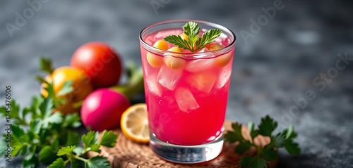 Wallpaper Mural Vibrant pink chickpea cocktail in a glass with garnish,   beetroot,  plant-based Torontodigital.ca