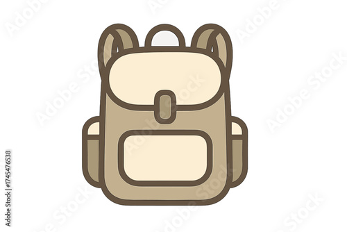 Cute cartoon hiking backpack isolated on white background for travel and adventure
